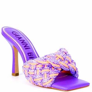 Gianni Bini Bibby Woven Leather Corded Square Toe Sandals. Size 6. Brand New!